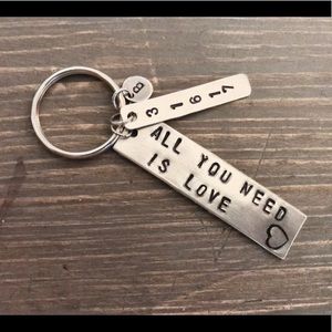 handmade Accessories - Hand stamped custom All You Need Is Love keychain handmade Accessories - Hand stamped custom All You Need Is Love keychain